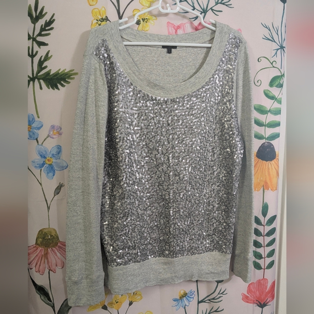 J Crew Silver Sequin Sweater